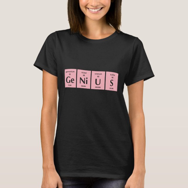 Camiseta Elemento rosado de la química de Liht del genio (Anverso)