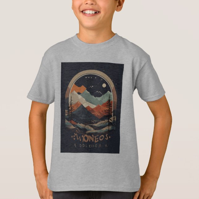 Camiseta elementos abstratos da natureza de cor negra (Anverso)