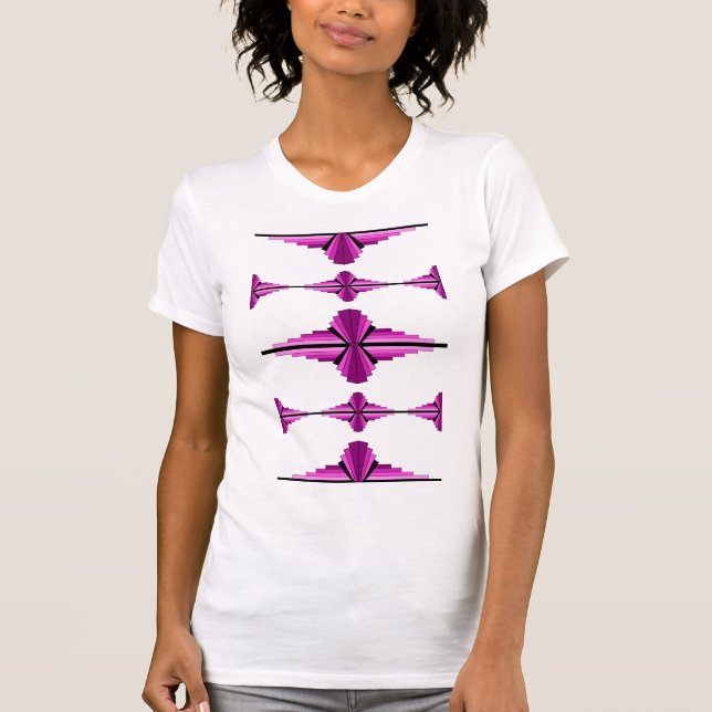Camiseta Elementos Art Decó en rosa profundo (Anverso)