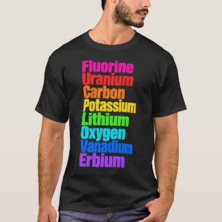 Camiseta Elementos Coloridos de la Tabla Periódica Ciencia