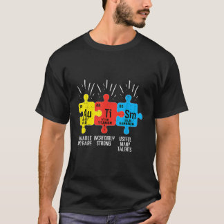 Camiseta Elementos de autismo Conciencia periódica de la ta