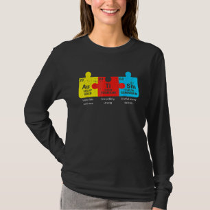 Camiseta Elementos de autismo Conciencia periódica de tabla