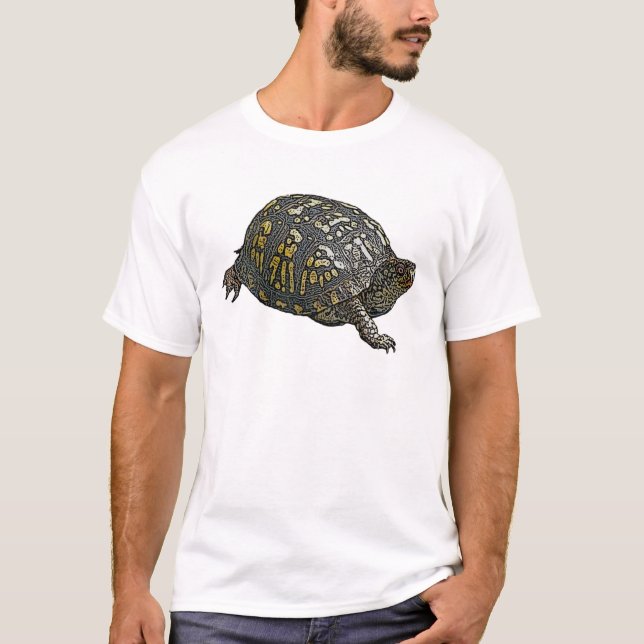 Camiseta Elementos de coordenadas de tortuga de caja orient (Anverso)