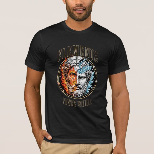 Camiseta Elementos de Poder Interior - Estatua de Fuego y H (Anverso)