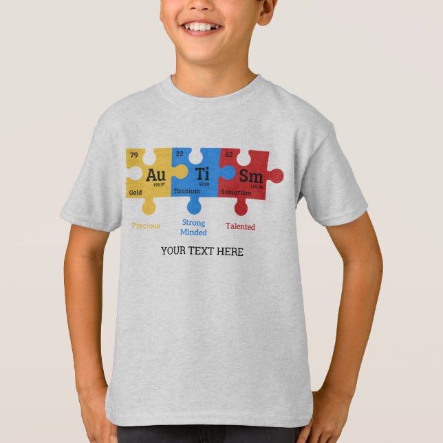Camiseta Elementos de tabla periódica de autismo (Anverso)