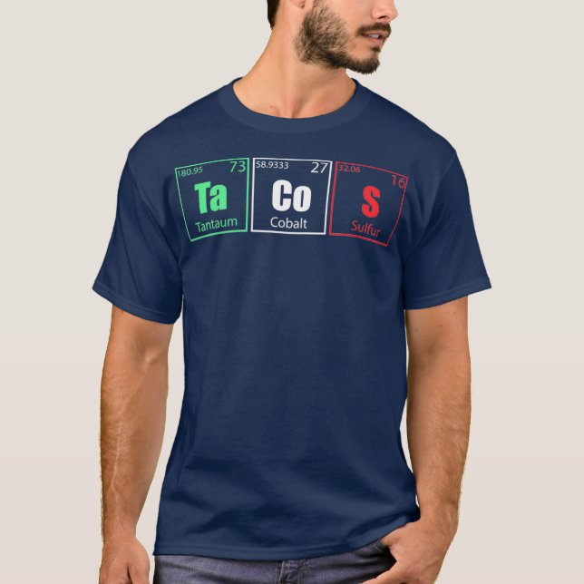 Camiseta Elementos de tabla periódica de química de tacos g (Anverso)