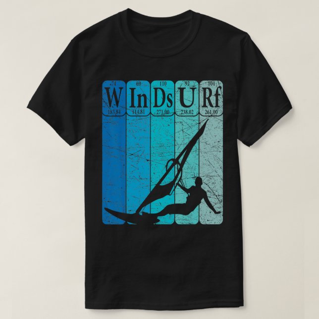 Camiseta Elementos de tabla periódica para windsurf Retro p (Diseño del anverso)