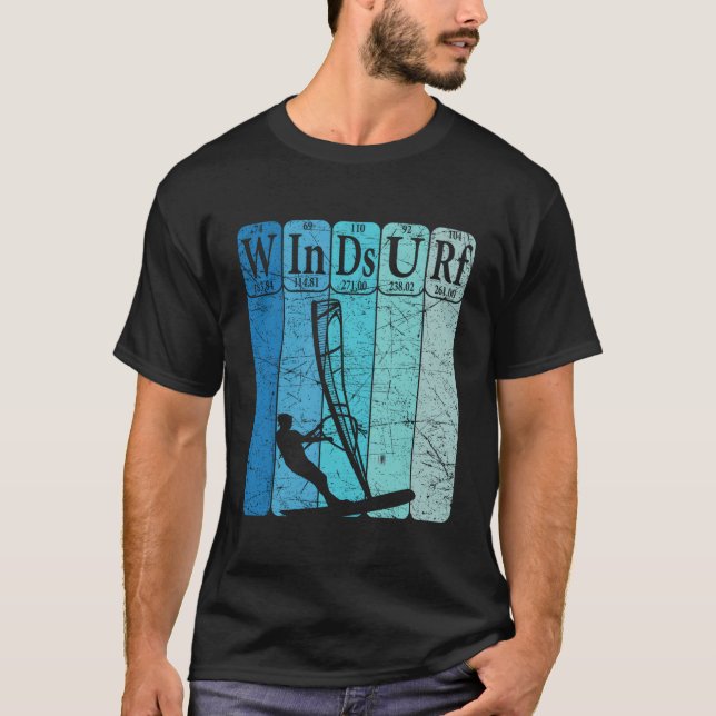Camiseta Elementos de tabla periódica para windsurf Retro p (Anverso)
