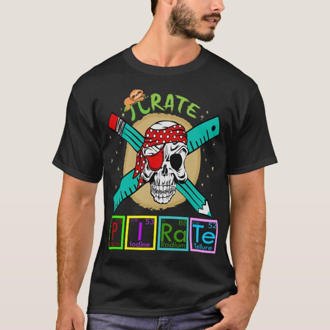 Camiseta Elementos de tabla periódica pirata 3.14 Física ma (Anverso)