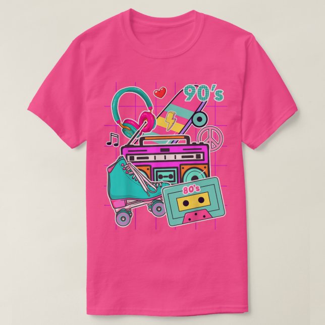 Camiseta Elementos Fiestas de Retro 80's 90 - Pop Art - Mús (Diseño del anverso)