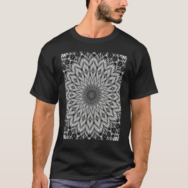 Camiseta Elementos florales Patrón Monotono Geométrico Gris (Anverso)