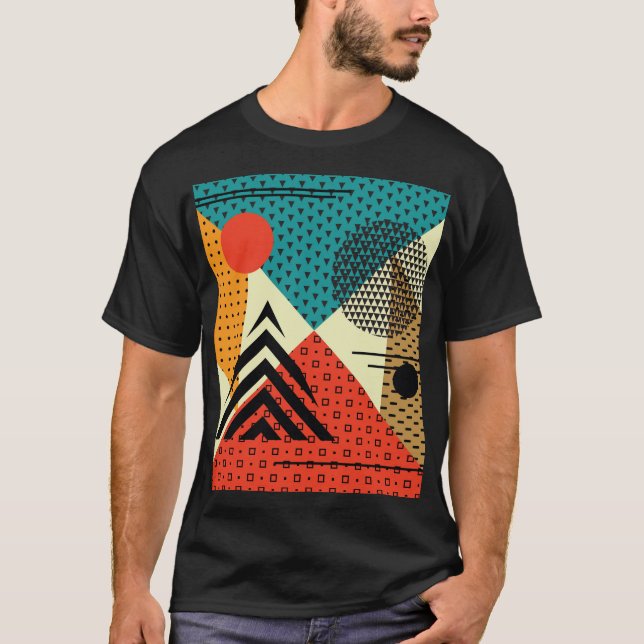 Camiseta Elementos geométricos de moda, estilo retro. (Anverso)
