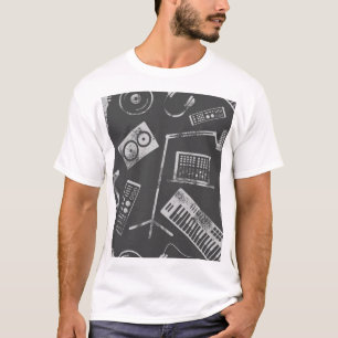 Camiseta Elementos musicales: fondo inmaculado vintage.