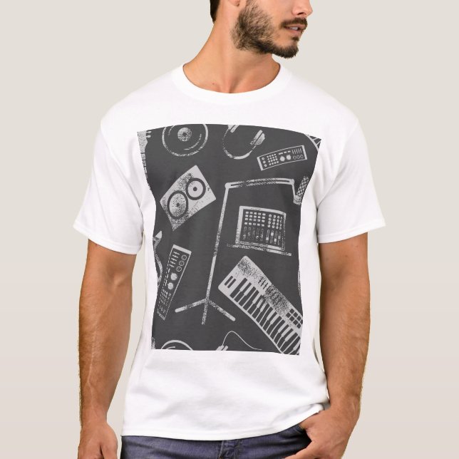 Camiseta Elementos musicales: fondo inmaculado vintage. (Anverso)