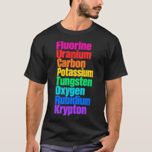 Camiseta Elementos Químicos Coloridos Gráfico de Ciencia
