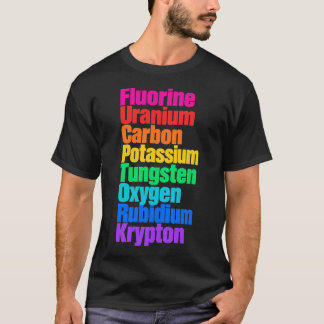 Camiseta Elementos Químicos Coloridos Gráfico de Ciencia