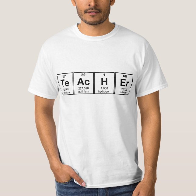 Camiseta Elementos químicos del profesor de ciencias (Anverso)