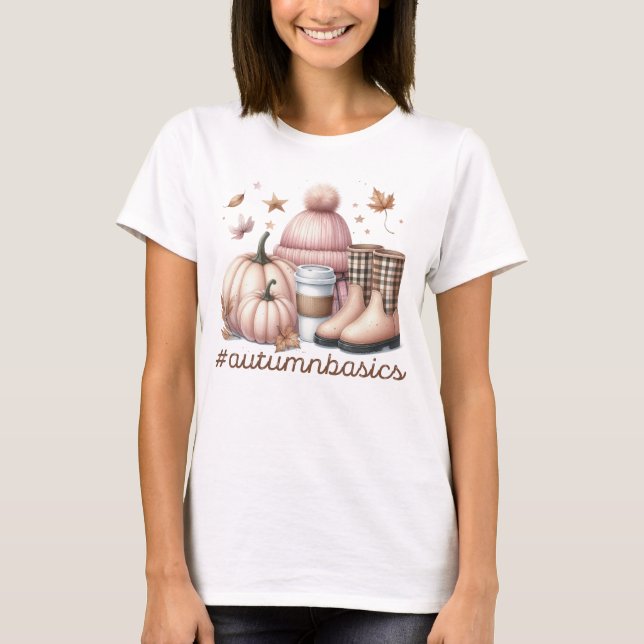 CAMISETA ELEMENTOS TEMÁTICOS DEL PASTEL FALL PINK AND BROWN (Anverso)