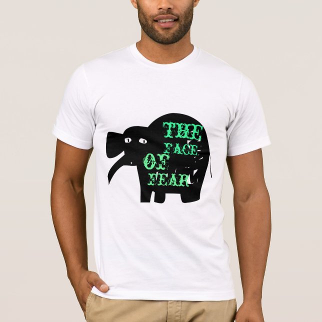 Camiseta elepante, cara, de, miedo (Anverso)