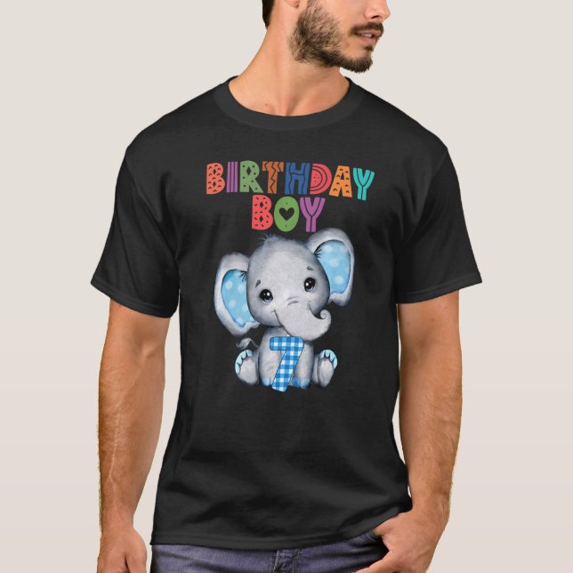 Camiseta Elephant 7th Birthday Boy Kids 7 Years Old Elephan (Anverso)