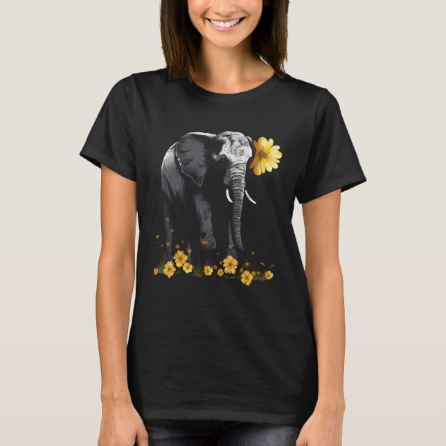Camiseta Elephant Animal Africa Flowers Elephant (Anverso)