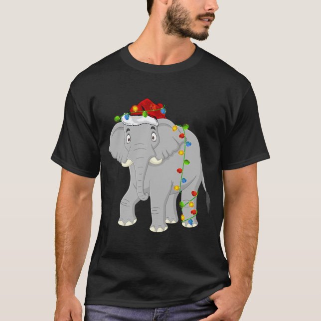 Camiseta Elephant Animal Lover Xmas Santa Hat Elephant Chri (Anverso)