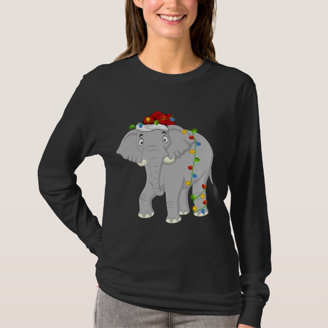 Camiseta Elephant Animal Lover Xmas Santa Hat Elephant Chri (Anverso)