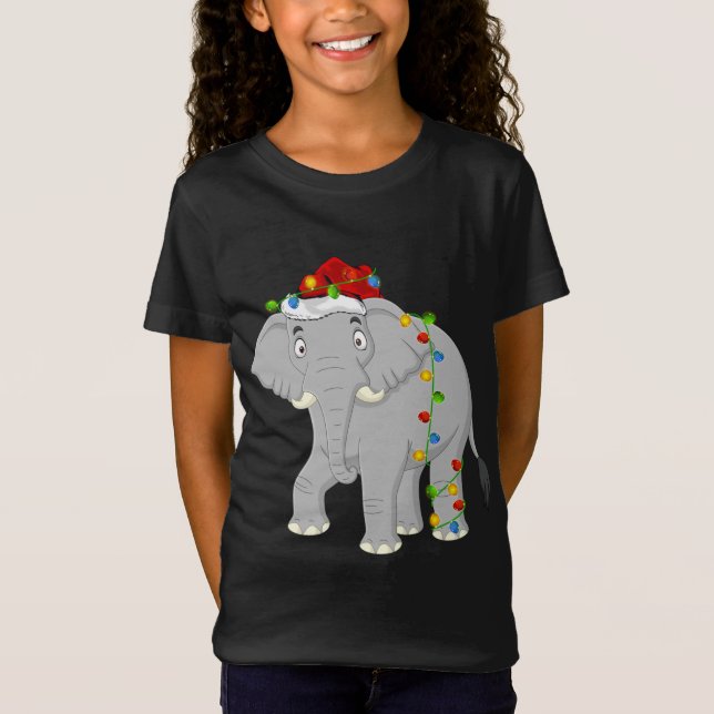 Camiseta Elephant Animal Lover Xmas Santa Hat Elephant Chri (Anverso)