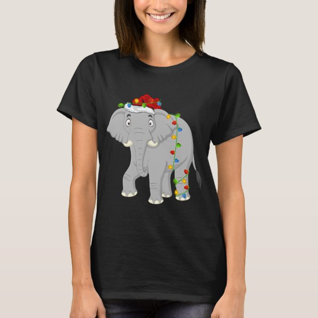Camiseta Elephant Animal Lover Xmas Santa Hat Elephant Chri (Anverso)