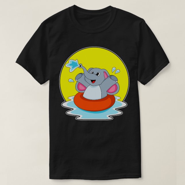 Camiseta Elephant At Swimming With Lifebuoy  (Diseño del anverso)