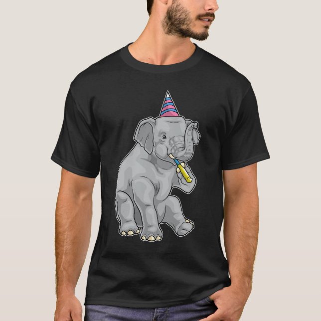 Camiseta Elephant Birthday Party horn (Anverso)