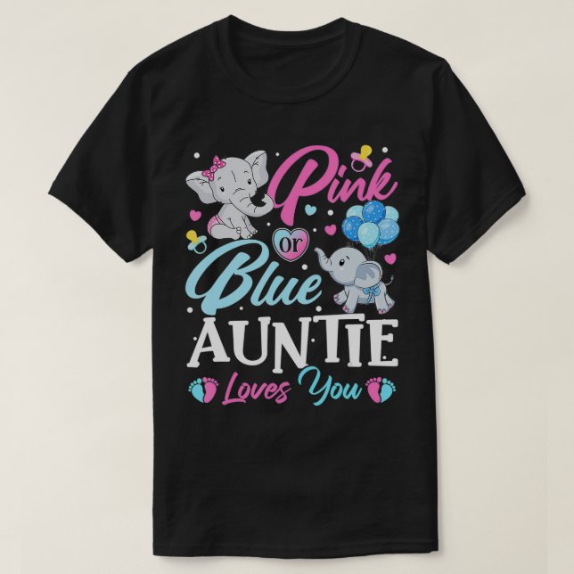 Camiseta Elephant Blue Pink Auntie Loves You Pregnancy Reve (Diseño del anverso)