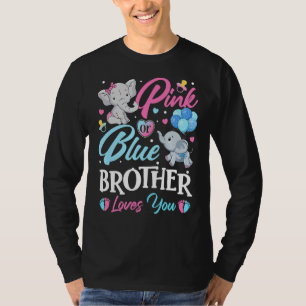 Camiseta Elephant Blue Pink Brother ama a tu embarazo Rev