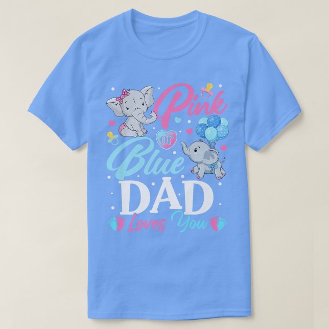 Camiseta Elephant Blue Pink Dad ama a tu revelación de emba (Diseño del anverso)