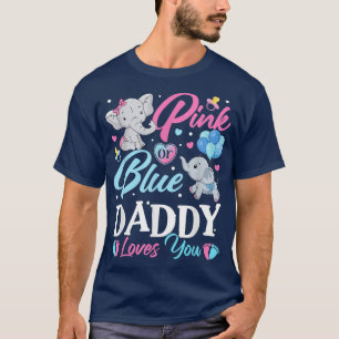 Camiseta Elephant Blue Pink Daddy te ama el embarazo Revea