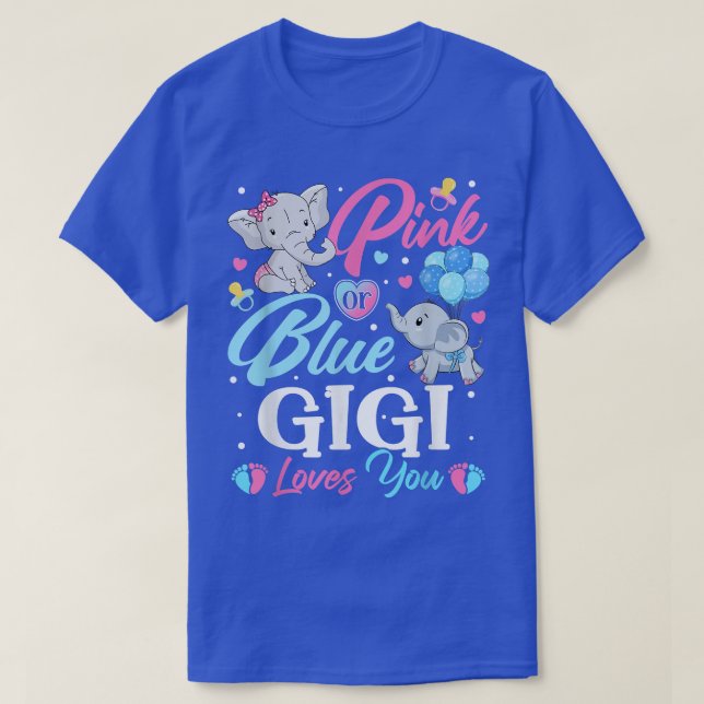 Camiseta Elephant Blue Pink Gigi Ama Que Revela Embarazo (Diseño del anverso)