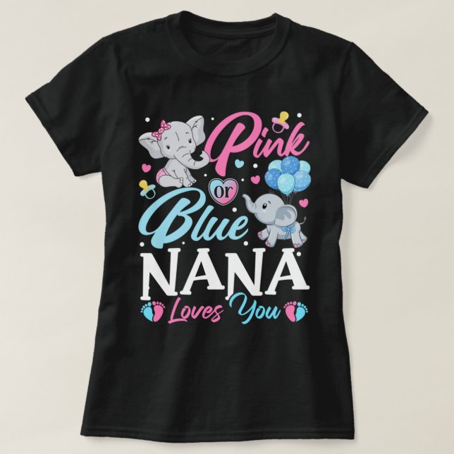 Camiseta Elephant Blue Pink Nana ama tu revelación de embar (Diseño del anverso)