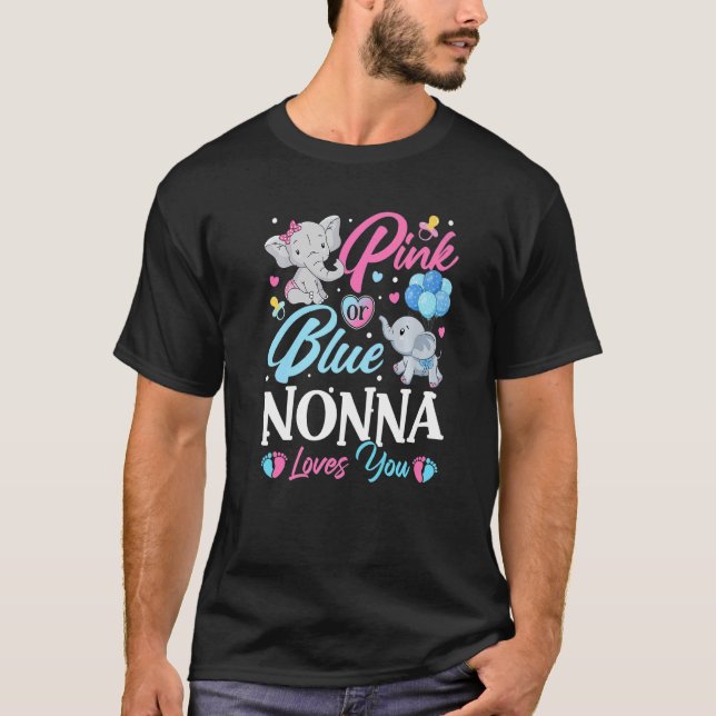 Camiseta Elephant Blue Pink Nonna ama su embarazo Revea (Anverso)