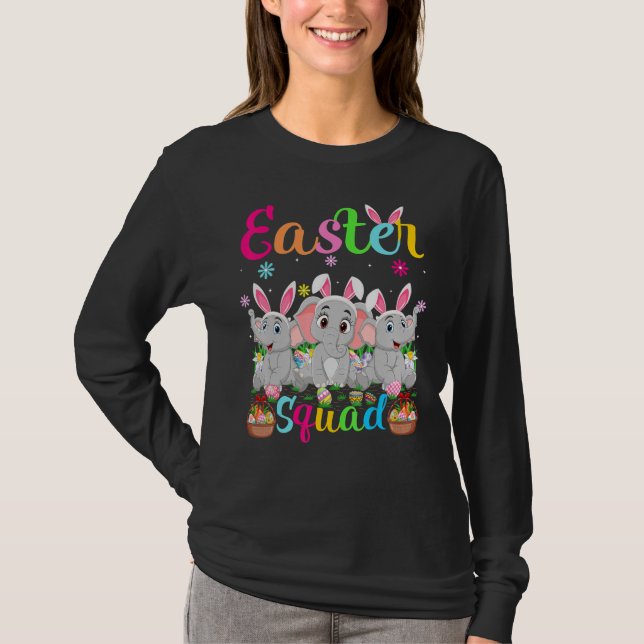 Camiseta Elephant Bunny Ear Easter Squad Elephant Happy Ea (Anverso)