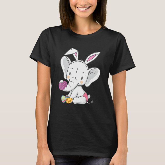 Camiseta Elephant Bunny Ears Easter Day Cute Egg Hung Bo (Anverso)
