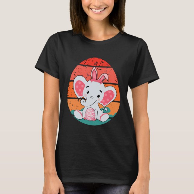 Camiseta Elephant Bunny Happy Easter Eggs Retro Men Women K (Anverso)