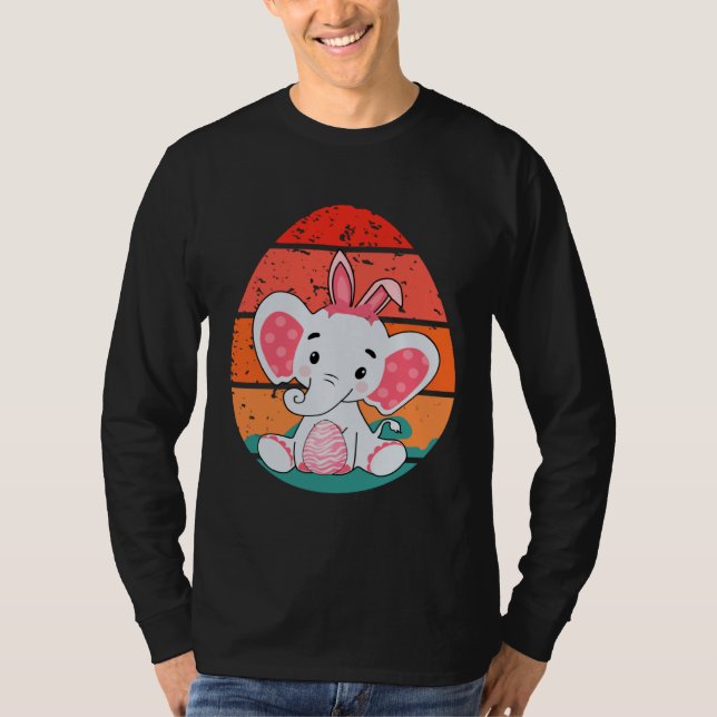 Camiseta Elephant Bunny Happy Easter Eggs Retro Men Women K (Anverso)