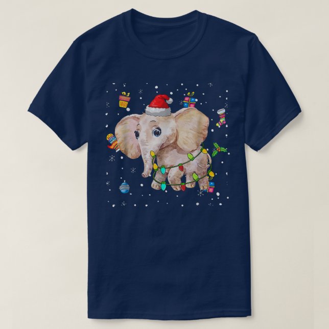 Camiseta Elephant Christmas Lights Tree Decoration Xmas Sno (Diseño del anverso)