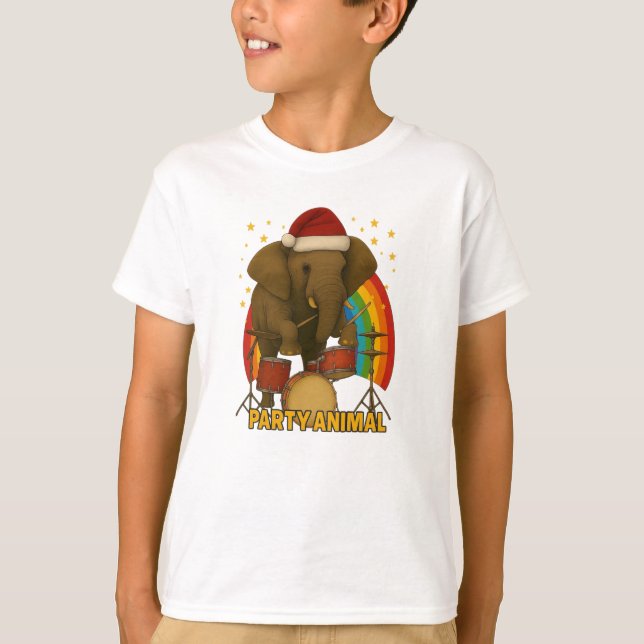 Camiseta Elephant Drummer Rainbow Edition niños (Anverso)