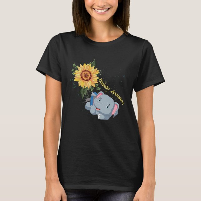 Camiseta Elephant Faith Hope Fight Love Diabetes Awareness (Anverso)