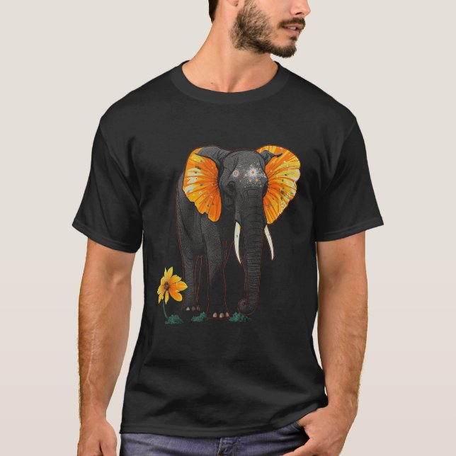 Camiseta Elephant Flowers Artwork - African Art Elephant (Anverso)