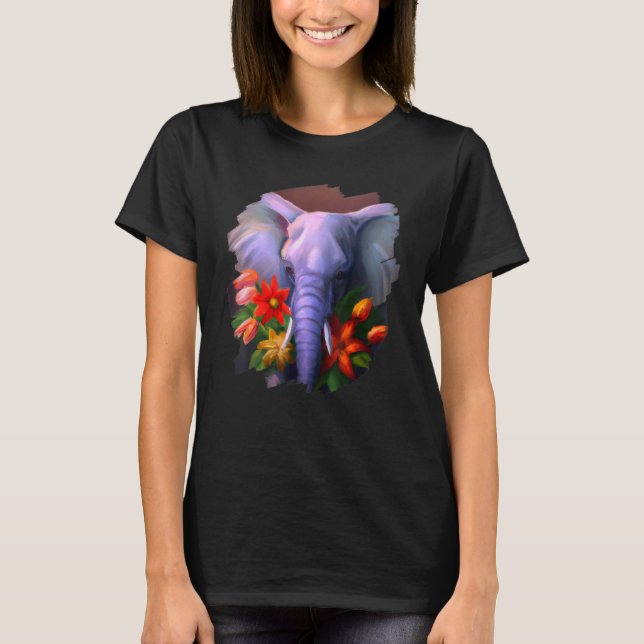 Camiseta Elephant Flowers Cute Painting Flower Elephant 3 (Anverso)