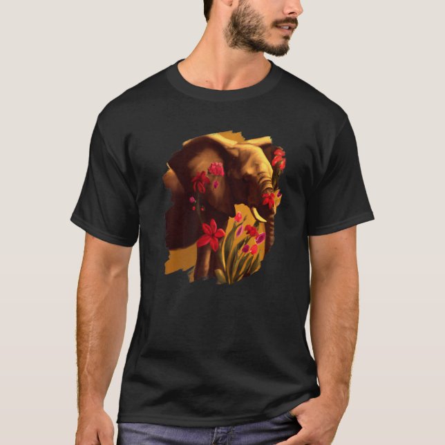 Camiseta Elephant Flowers Cute Painting Flower Elephant  3 (Anverso)