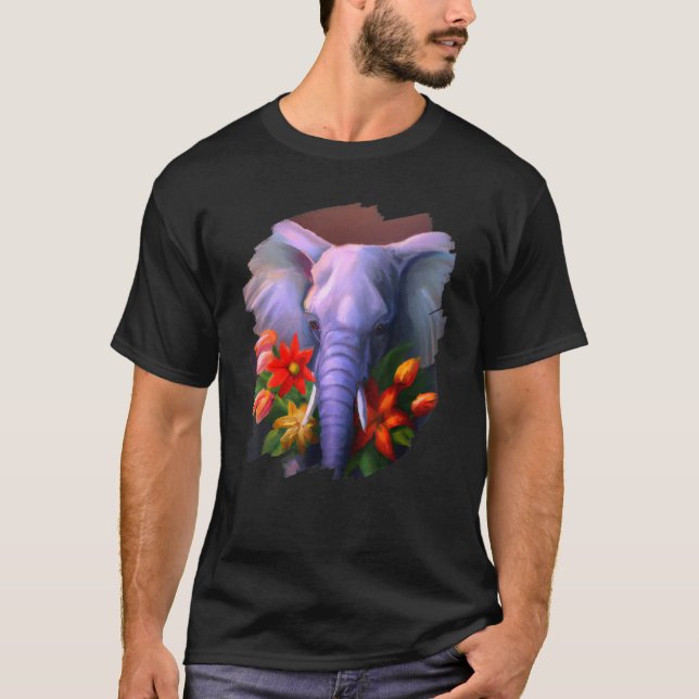 Camiseta Elephant Flowers Cute Painting Flower Elephant 3 (Anverso)