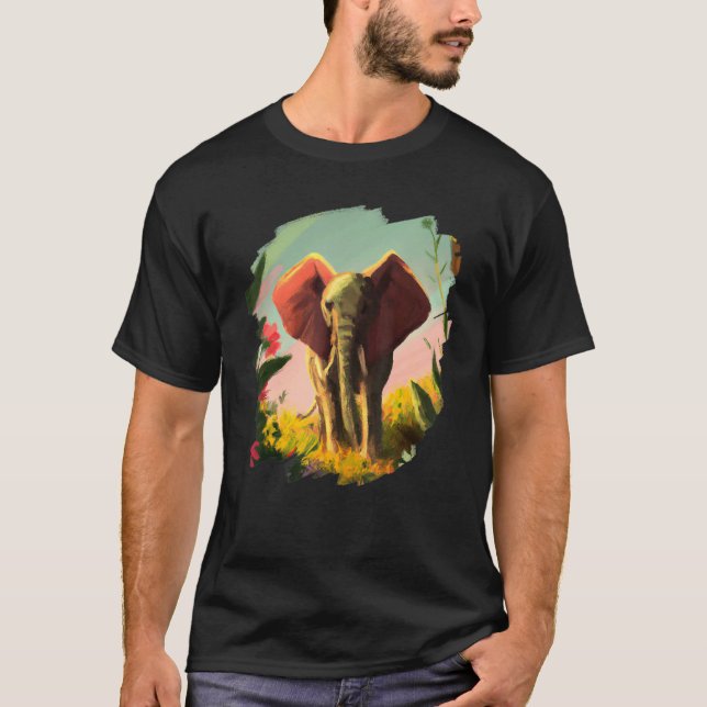 Camiseta Elephant Flowers Cute Painting Flower Elephant 4 (Anverso)